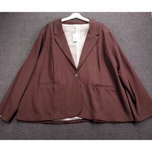 CATO Blazer Size 26/28W One Button Coffee Bean Brown Lined Jacket NEW